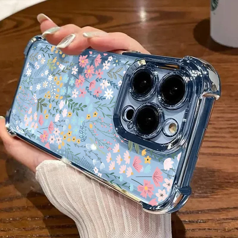 Elegant Leaves and Flower Plating Phone Case Cover