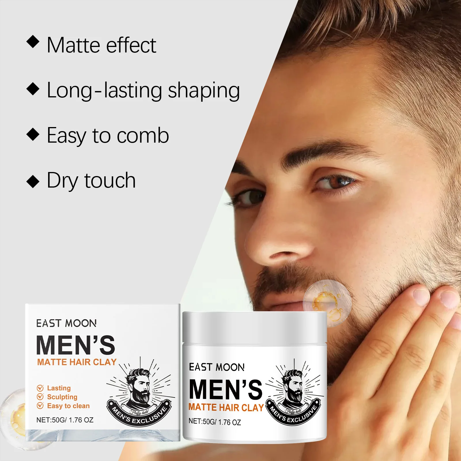 East Moon Matte Fluffy Hair Wax Natural Long-lasting Style Refreshing and Supple Hair Wax Matte Effect Refreshing and Not Greasy 6