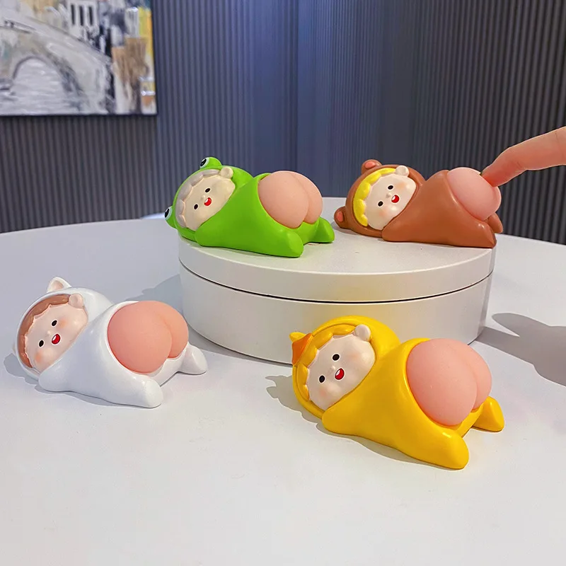 

Mini New Cute Desk Accessories Elastic Squeeze Butt Toy Doll Novelty Creative Fun Stress Relief Adult Toy Christ Gift Mask