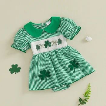 Shamrock Plaid Baby Romper 1
