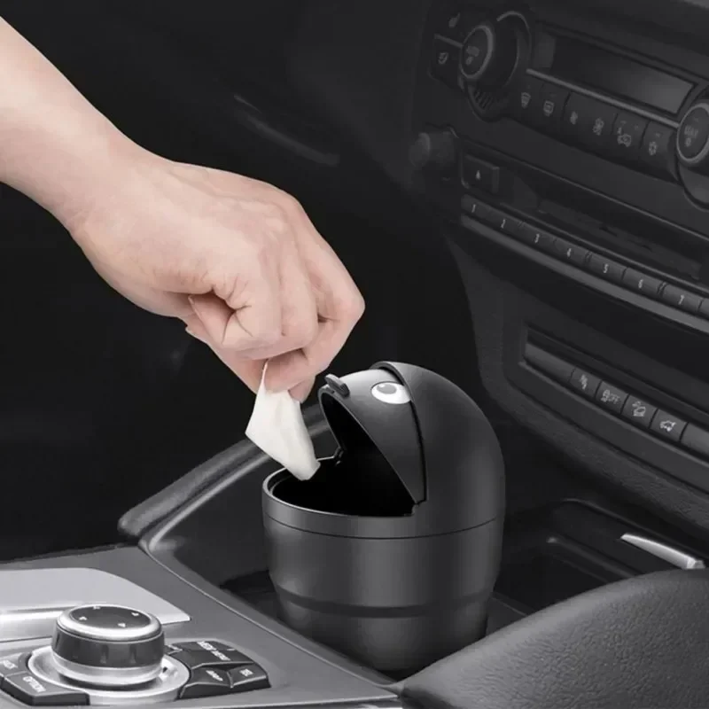 Car Trash Can Universal Car Trash Can Auto Organizer Storage Box with Swing Lid Cute Mini Automotive Leakproof Vehicle Trash Bin for Car