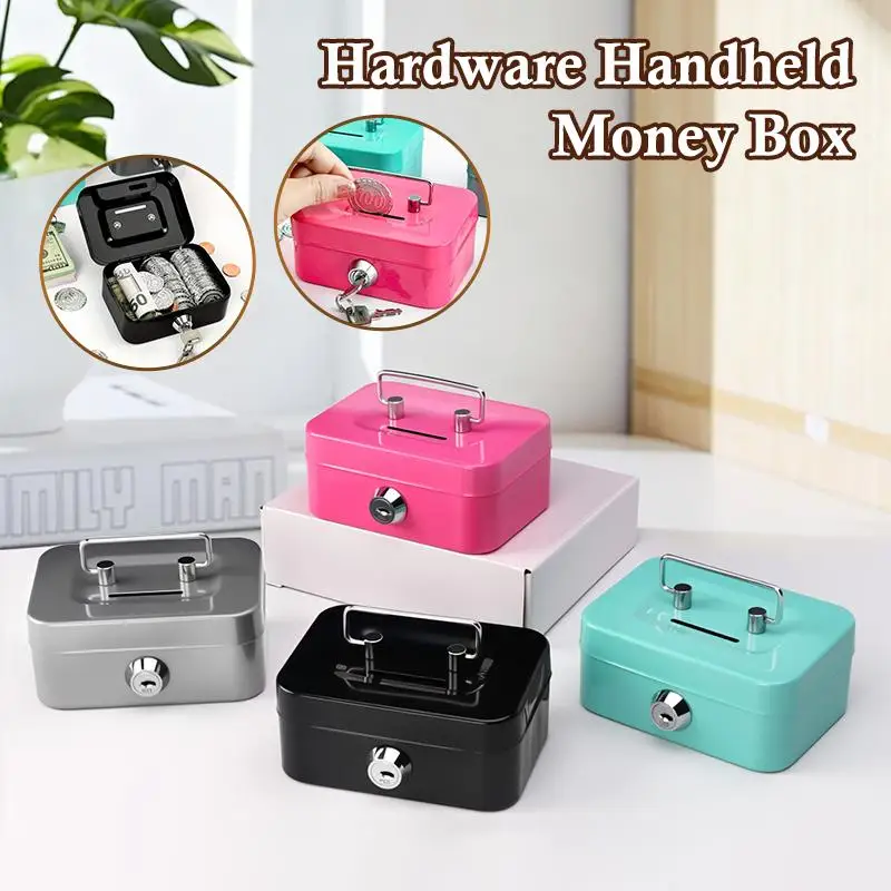 Compact & Portable Piggy Bank with Secure Lock and Key Holder