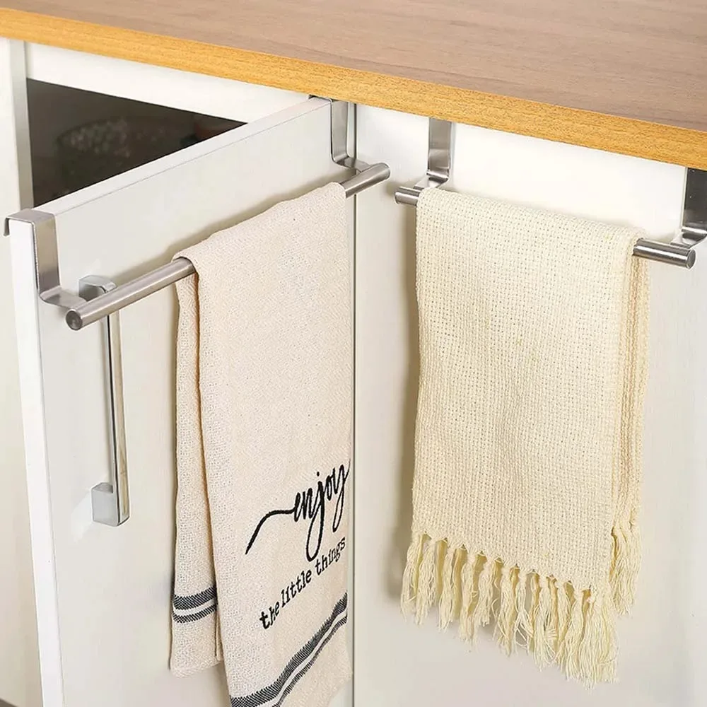 Cabinet door back type stainless steel single pole towel rack telescopic