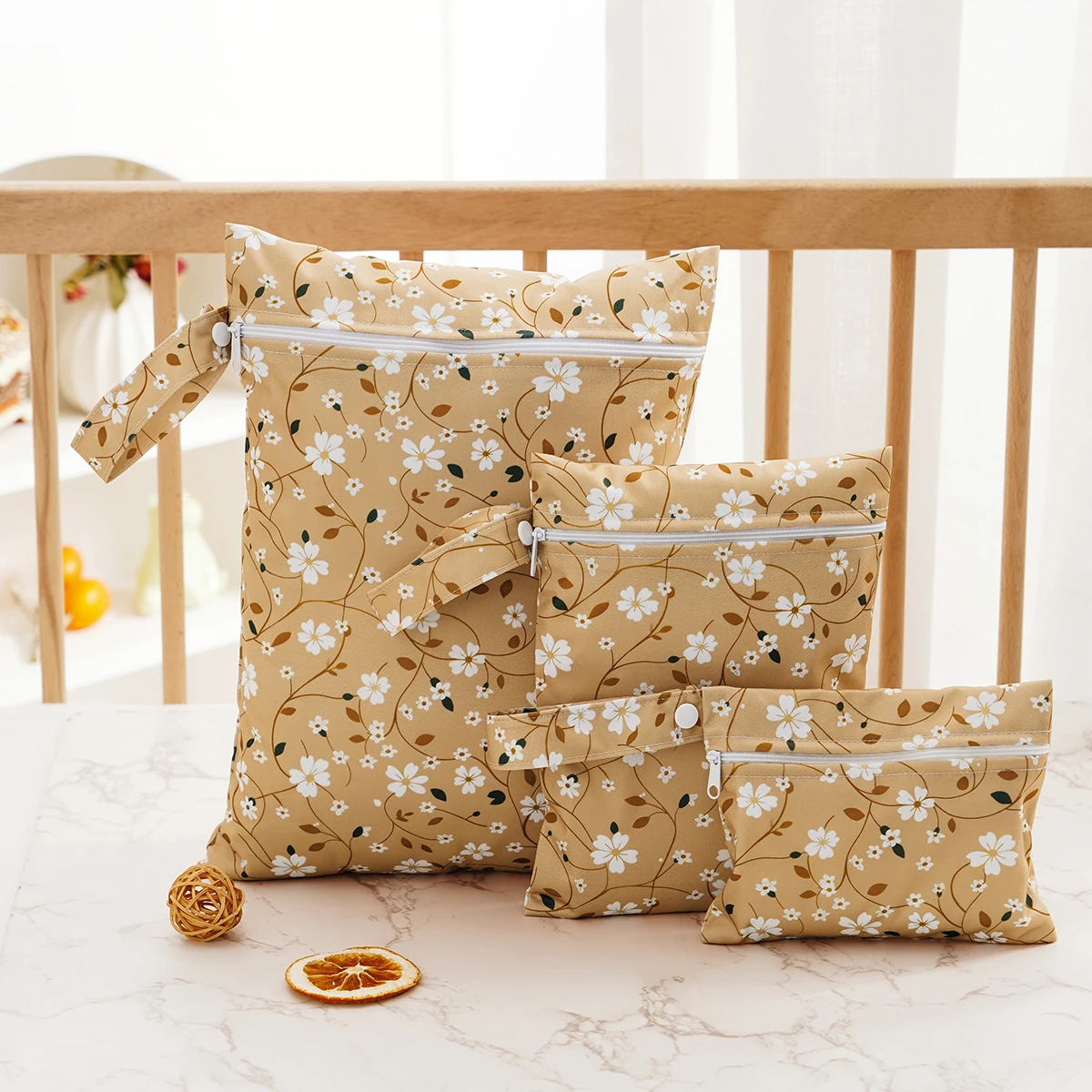 Elinfant Eco-Friendly Waterproof Wet & Dry Portable Diaper and Sanitary Storage Bag Set (3-Pack)