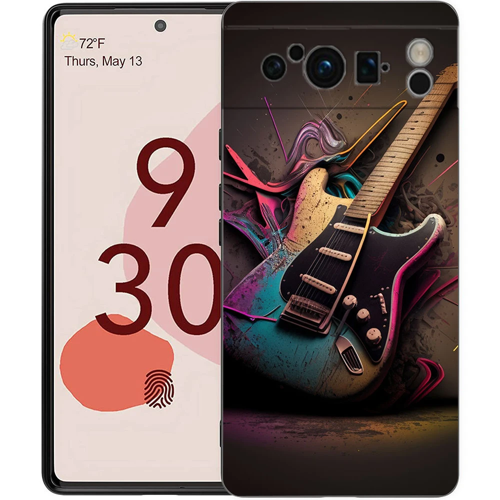 Guitar Music Art Shockproof Silicone Phone Case Cover