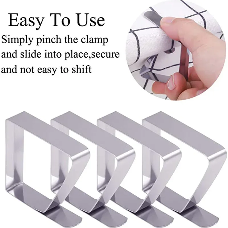 8pcs Stainless Steel Tablecloth Tables Cover Clip Holder Cloth Clamps Picnic Wedding Party Promenade Home Garden Supplies Table Cloth Clips