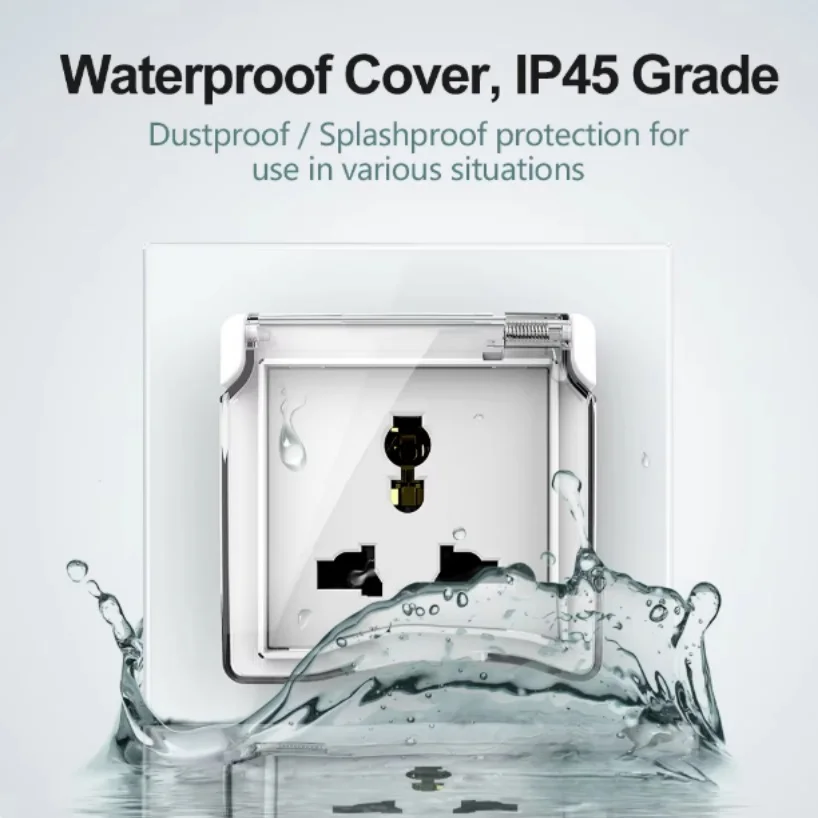 Waterproof EU Standard Socket Cover Plastic Decorative