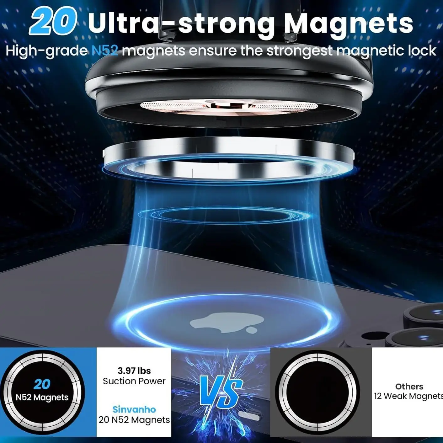 New Car Phone Holder Multifunctional Car Cup Holder Suction Mobile Phone Navigation Holder Magnetic Wireless Charger