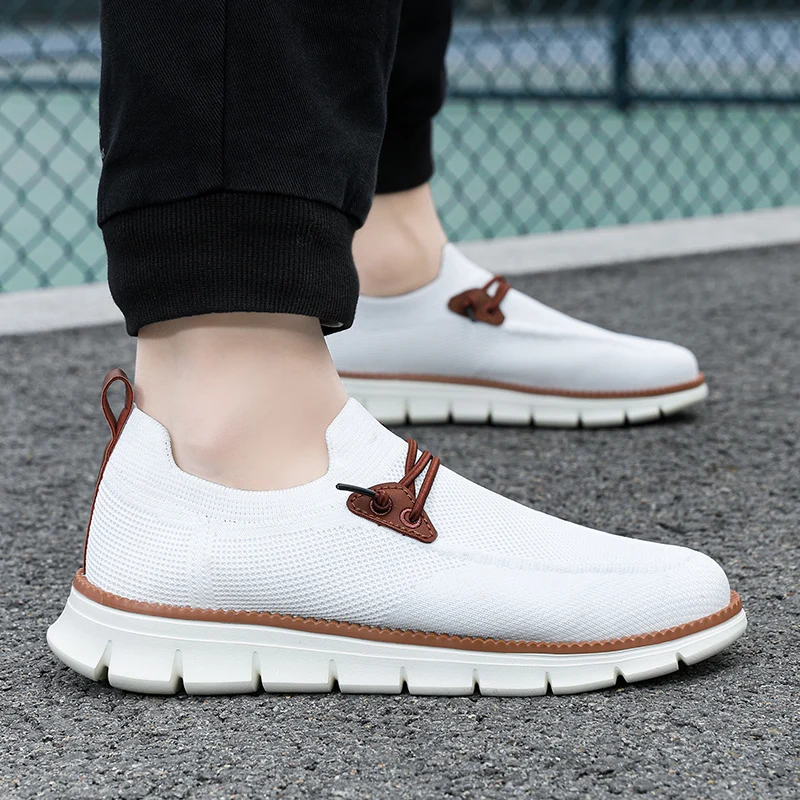 Hot Summer Blue Loafers For Men Fashion Knit Lightweight Slip-on Men's Casual Shoes Comfortable Breathable Urban Man Sneakers