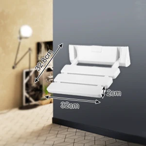 Wall Mounted Shower Seat,Folding Shower Seat Wall Mounted, Fold Up Shower Chair Non-Slip White Bathroom Wall Stool