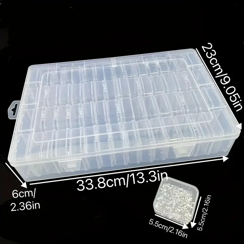 64pcs Large Capacity Transparent Storage Box Set-Portable Organizer for Beads, Jewelry & Small Items-White/Pink