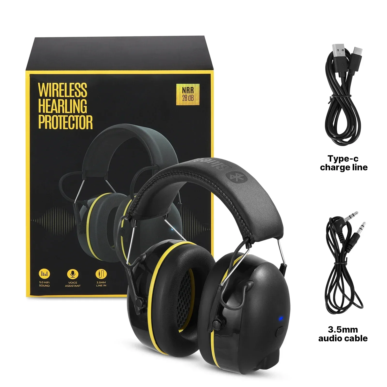 Noise Reduction Safety Ear Muffs, Hearing Protection Earmuffs, NRR 28dB  Noise Sound Protection Headphones for Shooting Gun Range Mowing  Construction