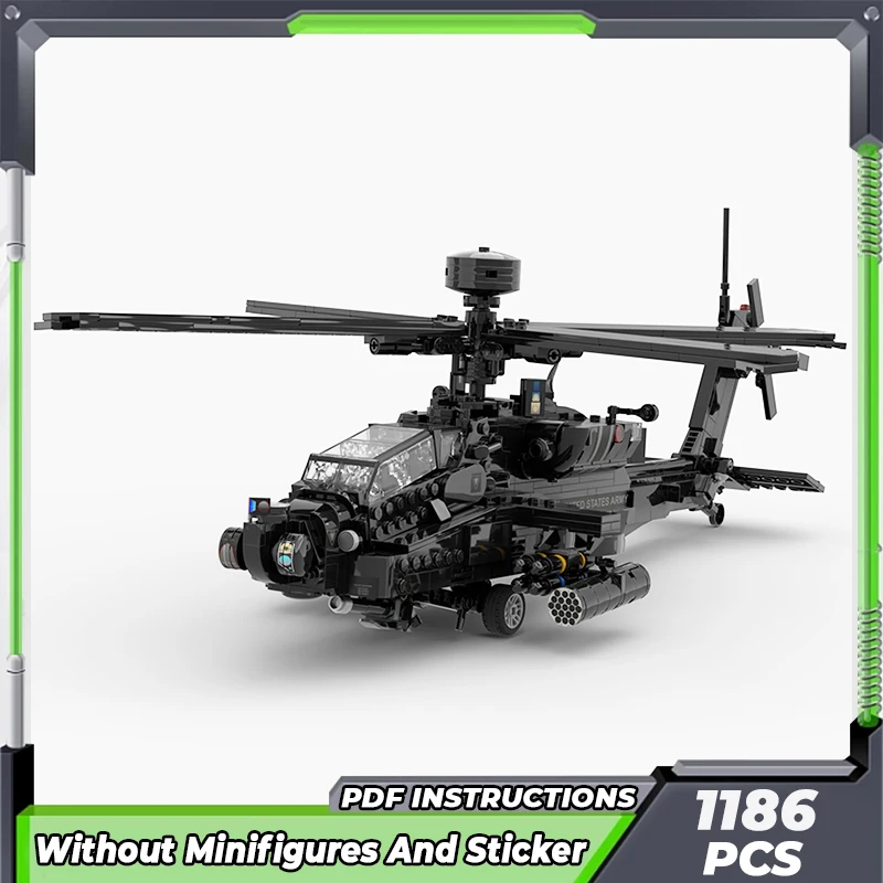 

Moc Building Bricks Military Model AH-64E Apache Helicopter Technology Modular Blocks Gifts Toys For Children DIY Sets Assembly