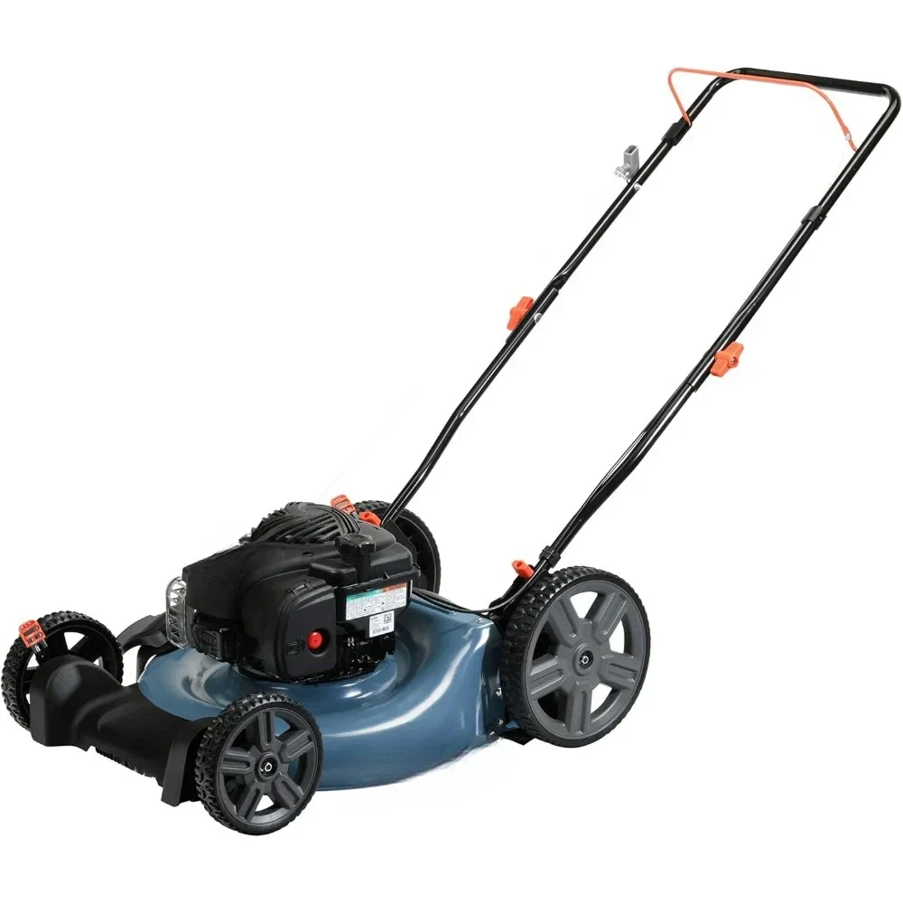 21-Inch Gas Push Lawn Mower 140 Cc 4-Cycle Mulching and Side Discharge 6-Position Dual Lever Height Adjustment