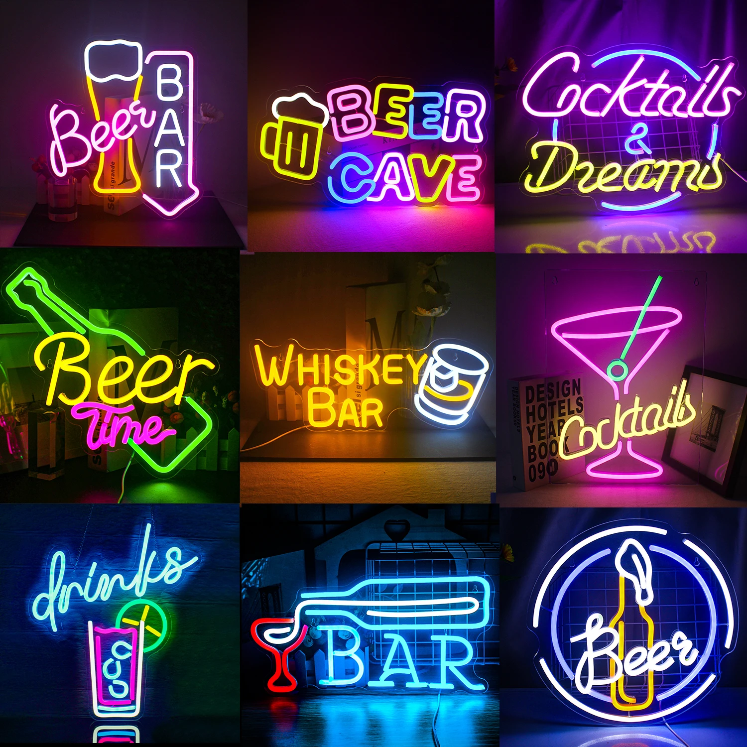 Bar Series Neon Sign Mall Stores Party Cocktail Party Club Shops Convenience Ristoranti Luoghi Di Lavoro Led Light Wall Decorare