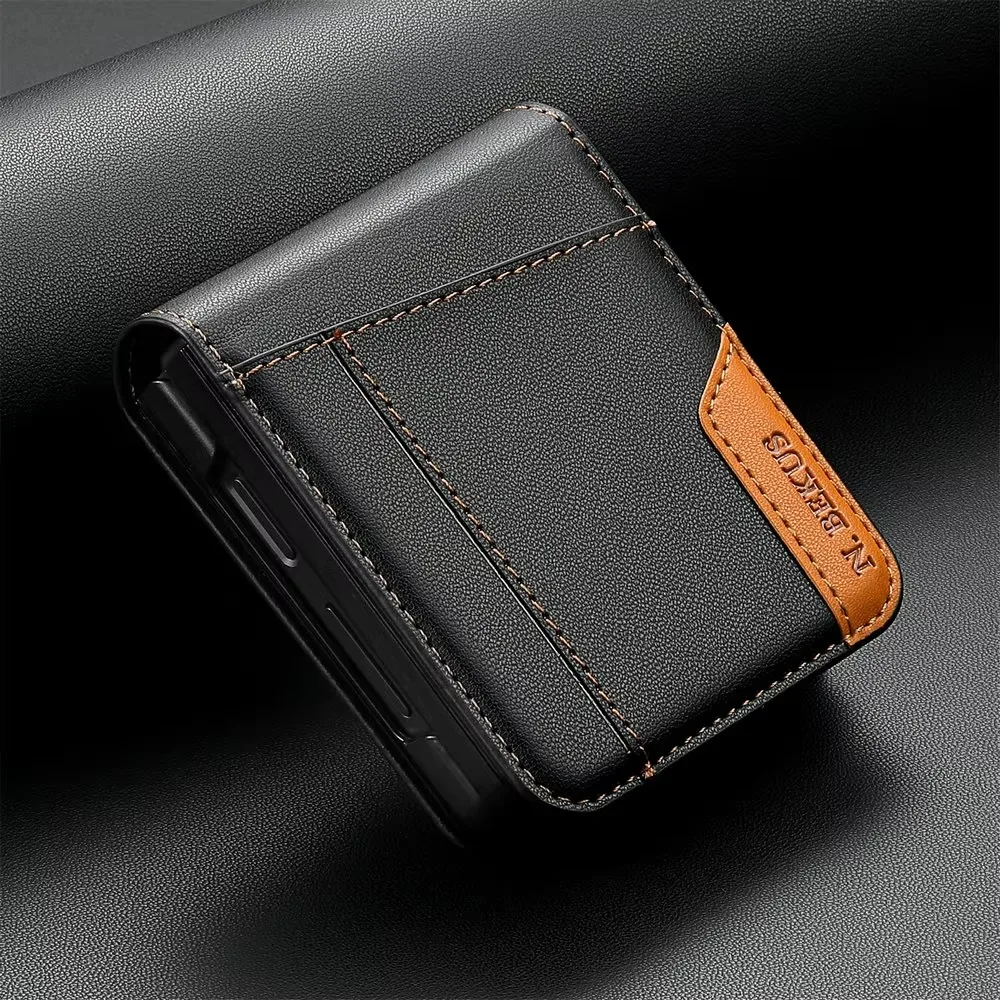 Premium Business Leather Wallet Card Slot Case with Magnetic Closure, Flip Design Cover