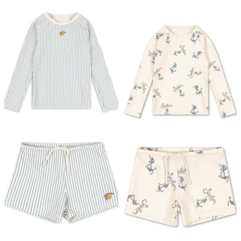 Baby Swimwear Boys Swimwears Striped Lemon Long Sleeved Swimsuit Seahorse Boy Beach Shorts kids Vacation Sunscreen Swimsuits kids swimsuits boys swim shorts