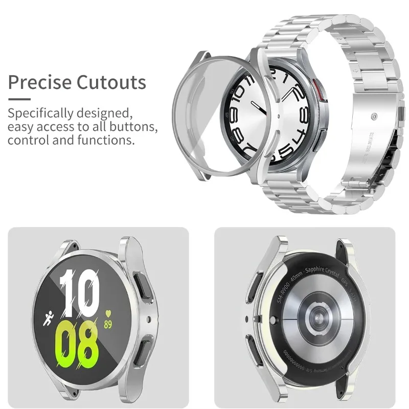 Premium Stainless Steel Bracelet & TPU Cover for Galaxy Watch - Enhanced Band with Metal Strap