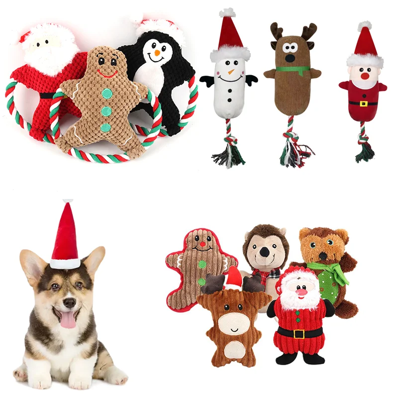ChristmasDogToysPlushSqueakyForSmallDogsChewPuppyRopeToys