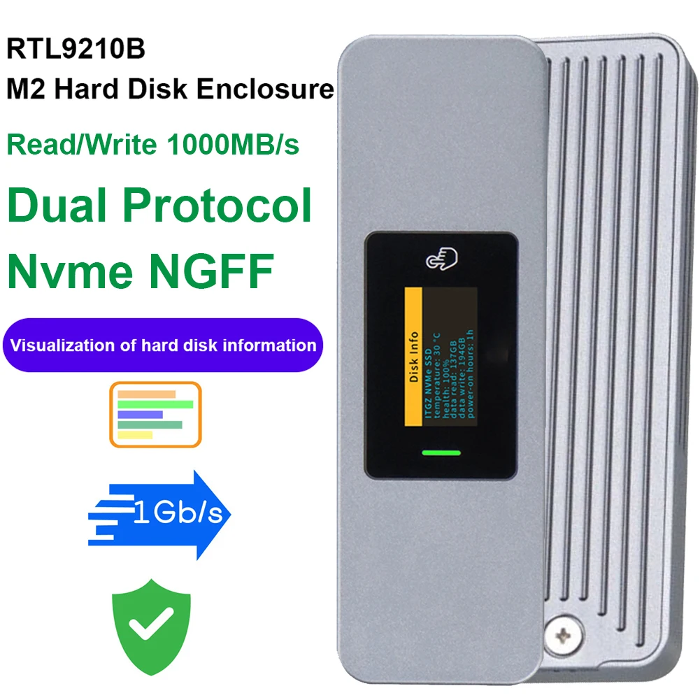 M.2 Nvme/Sata Ngff Ssd Enclosure Dual Protocol Custodia Per Disco Rigido Esterno Usb3.2 Gen2 Ssd Hdd Hard Disk Box M-Key Per Pc Portatile