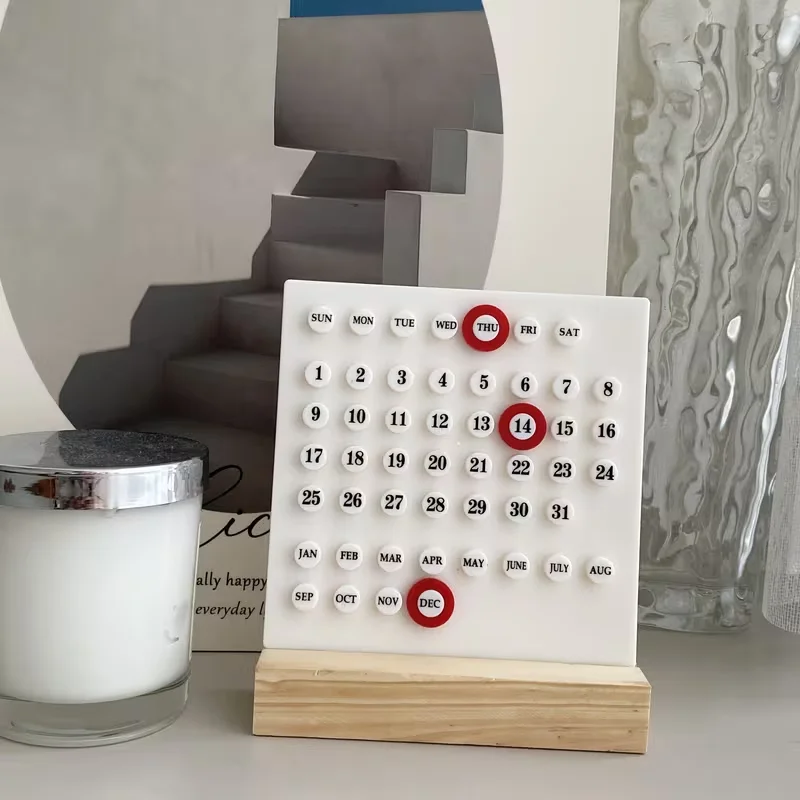 Calendario creativo mini fai-da-te da tavolo, decorazione per scrivania, calendario decorativo per feste - immagine 5
