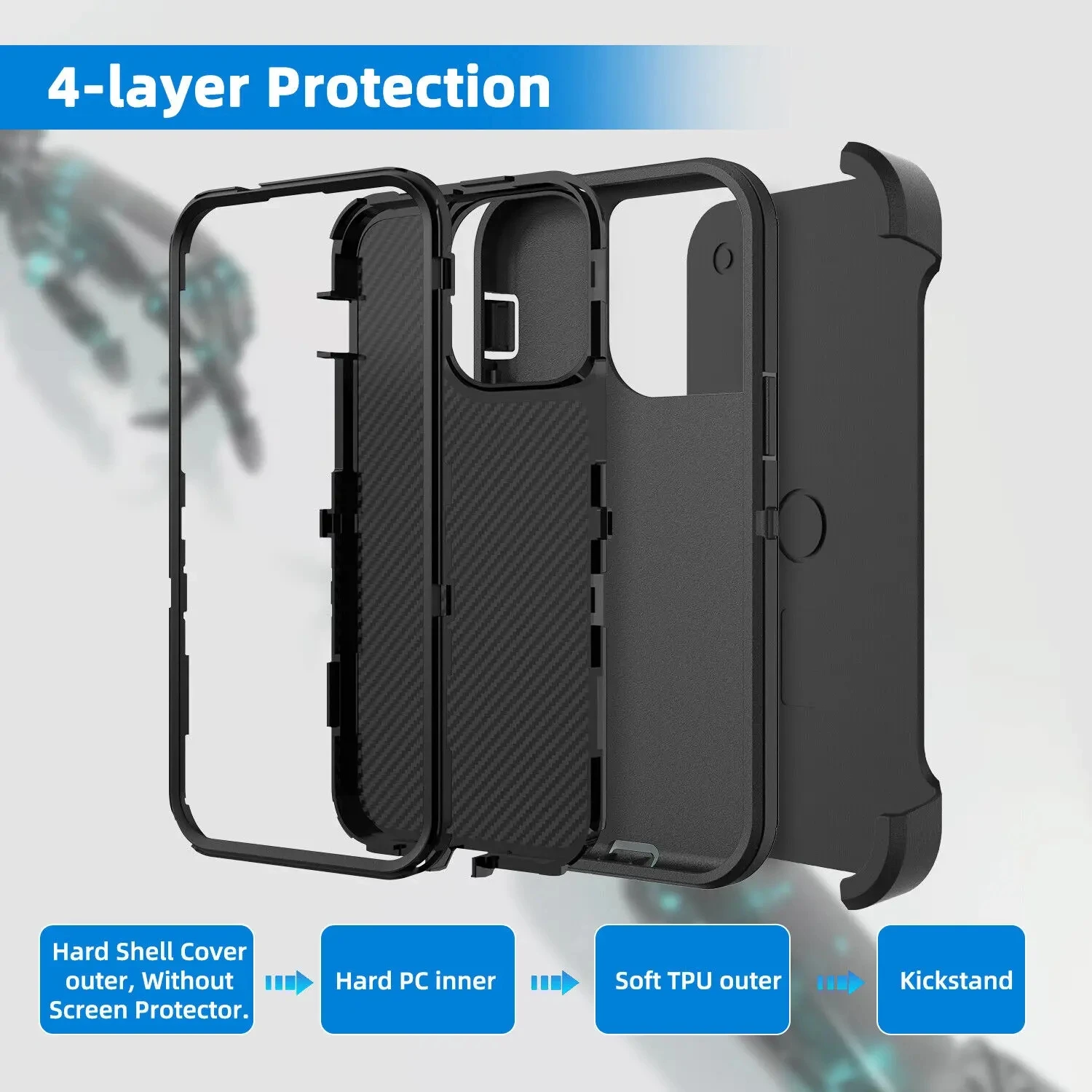 Heavy Duty Armor Shockproof Case with Belt Clip