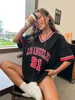 Los Angeles Number 91 TShirt For Men Women Summer Oversized V-neck Tee Harajuku Trend Short Sleeve Female Streetwear Tops Unisex 1