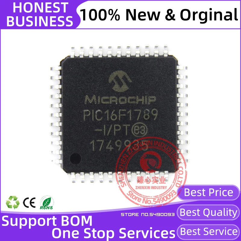 

PIC16F1789-I/PT TQFP-44 1pcs/lot 100% New original MCU 28KB Flash, 2KB RAM 256B EEP
