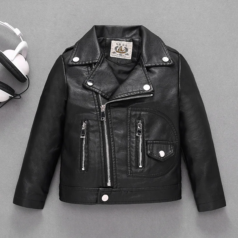 Antica Polloria Kids Leather Jacket Black Age 1Y