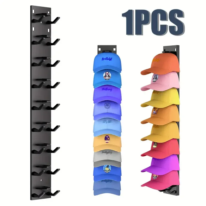 Baseball Cap Storage Rack, Strong Adhesive Wall Mounted Hat Rack, Multi-layer Hat Display Rack, Wall Hooks Can Hold 9 Hat Baseball Cap Storage Rack, Strong Adhesive Wall Mounted Hat Rack, Multi-layer Hat Display Rack, Wall Hooks Can Hold 9 Hat