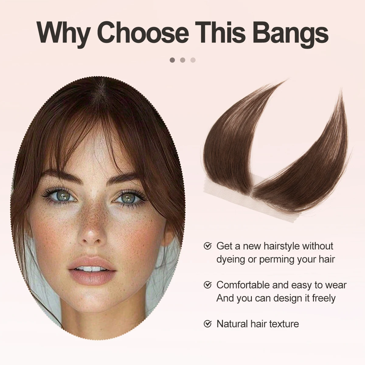 1 Stück 100 % menschlicher Pony, echtes Haarteil, unsichtbar, atmungsaktiv, glatter Pony für Frauen, täglicher Gebrauch, decken den seitlichen hohen Haaransatz ab – Detail 11