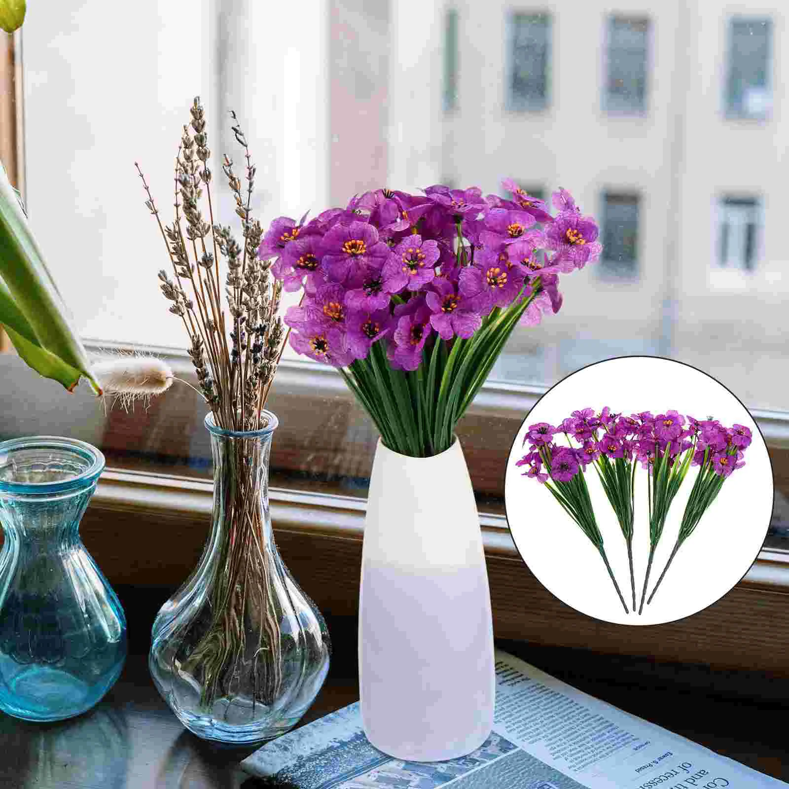 

Artificial Violet Branches Simulated Violet Stems Faux Flower Bouquet Fake Lifelike Flower Decor Wedding Living Room Home Office