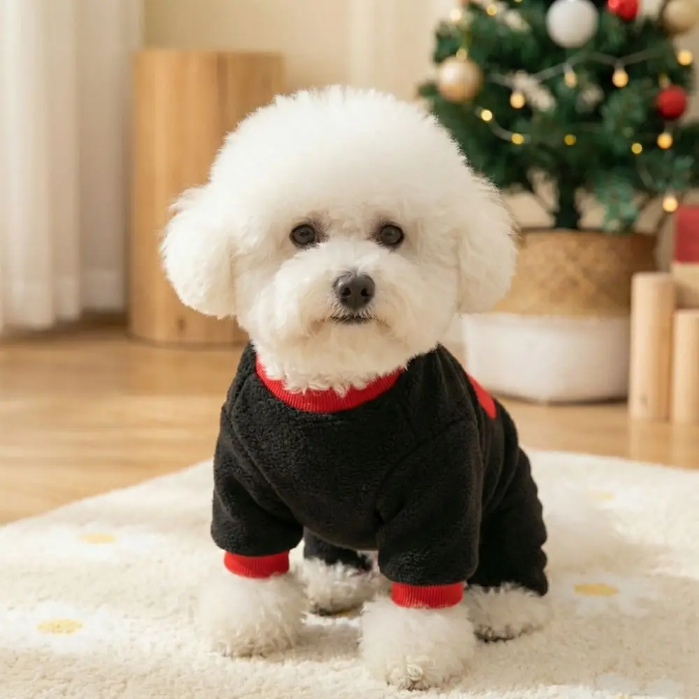 패션 따뜻한 하트 패턴 강아지 점프슈트 편안한 폴라플리스 강아지 잠옷 부드러운 D링 강아지 견인복 야외 산책복
