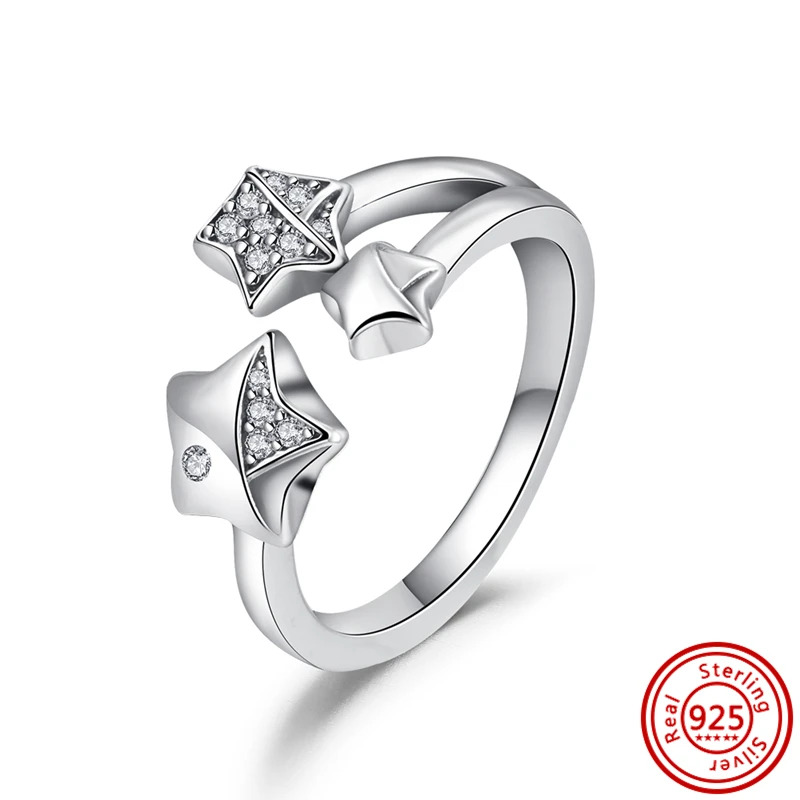 Echt 925 Sterling Zilveren Ring Hart Sneeuwvlok Helder Zirkoon Vlinder Glanzende Zirkoon Fijne Sieraden Luxe Jubileum Vrouwelijke Gift