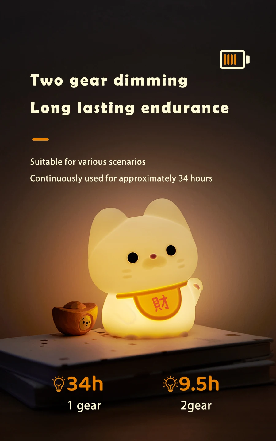 LED Night Lights Cute Cat Dog Soft Silicone Lamp Rechargeable Dimmable Bedside Decor Kids Baby Rabbit Nightlight Birthday Gifts_voghion.com