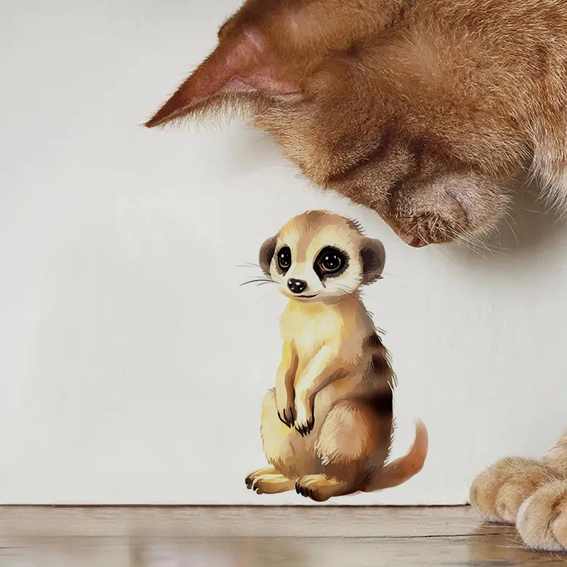 Watercolor Meerkat Cartoon Sticker, Water-proof Home Wall Decal, Used for Wall, Bathroom, Cabinet, Door,Toilet, Car, Laptop