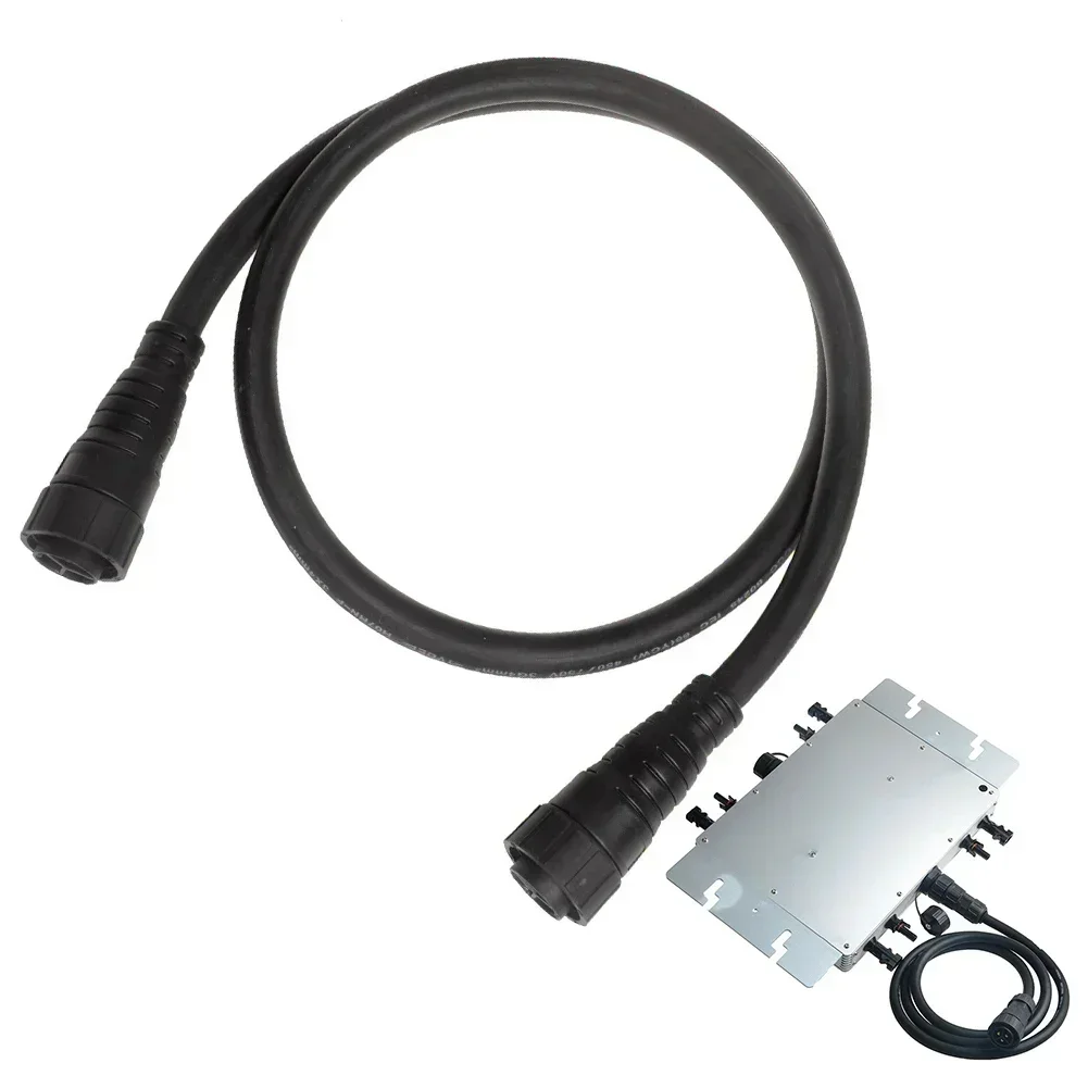 Durable 2M Waterproof Power Cable Connector Extension Cord - Black