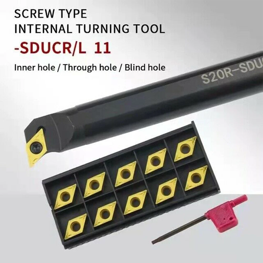 

Durable Practical Useful Brand New Turning Tool Holder Insert Blades M4 X8 Replacement S20R-SDUCR11 200mm Shank