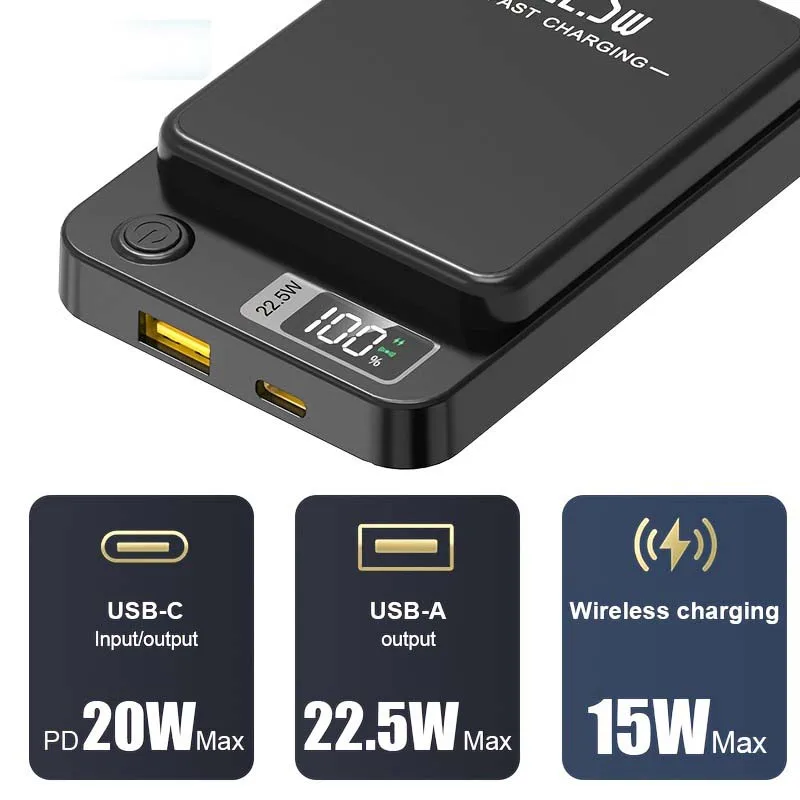100000mAh Magnetic Powerbank Magnetic Power Bank Wireless Fast Charger For IPhone Backup Battery For Magsafe_voghion.com