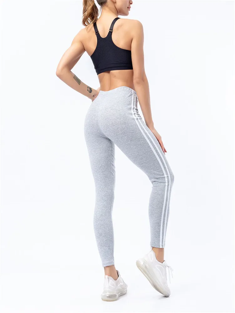 seamless leggings CUHAKCI Fitness Yoga Pants Women Black White Striped Printed Leggings Sportwear Gym Tights Elastic Ankle Length Push Up Leggins flare leggings