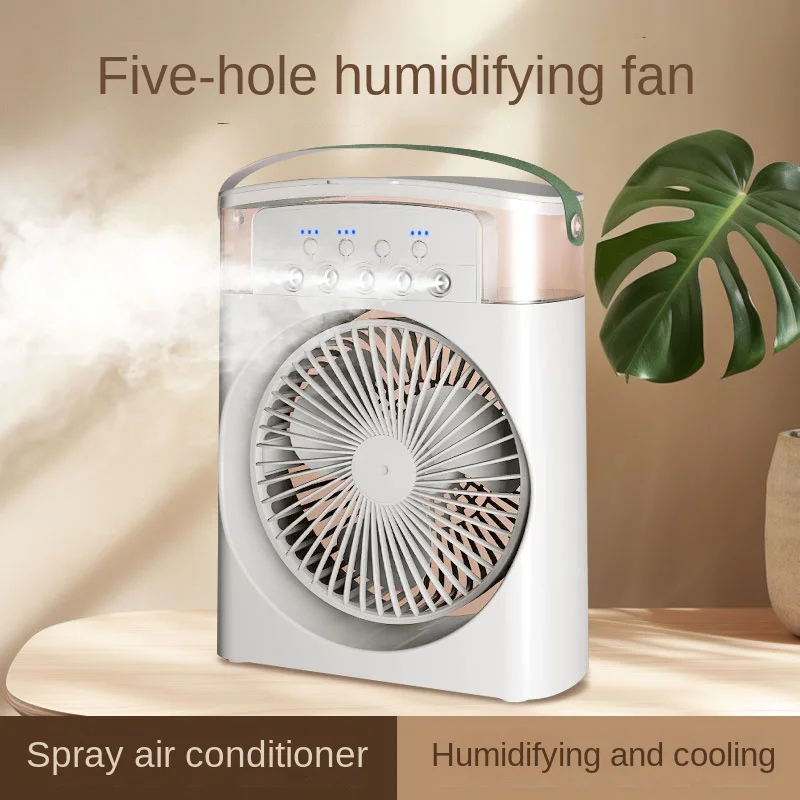 

Five Hole Spray Fan Humidification Refrigeration Air Conditioning Fan Desktop Dormitory Portable Air Cooler USB Electric Fan