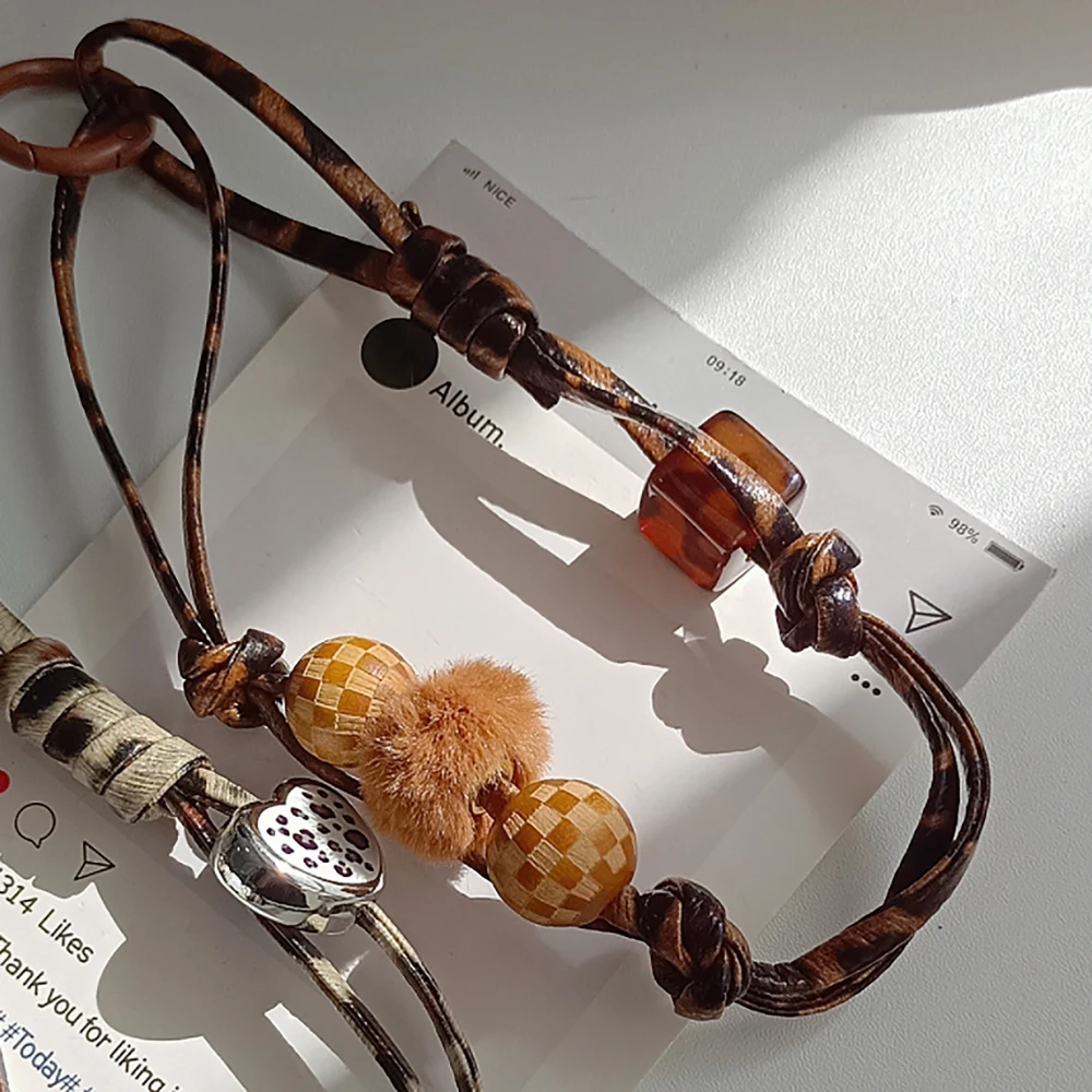 الكورية لطيف ليوبارد طباعة أفخم الكرة قلادة سلسلة...