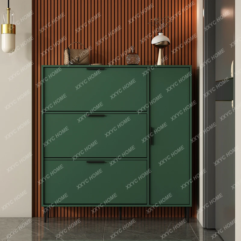 

Ultra-Thin Tilting Shoe Cabinet Home Doorway 25cm Large Capacity Entrance Cabinet Small Apartment Thin 17cm Narrow