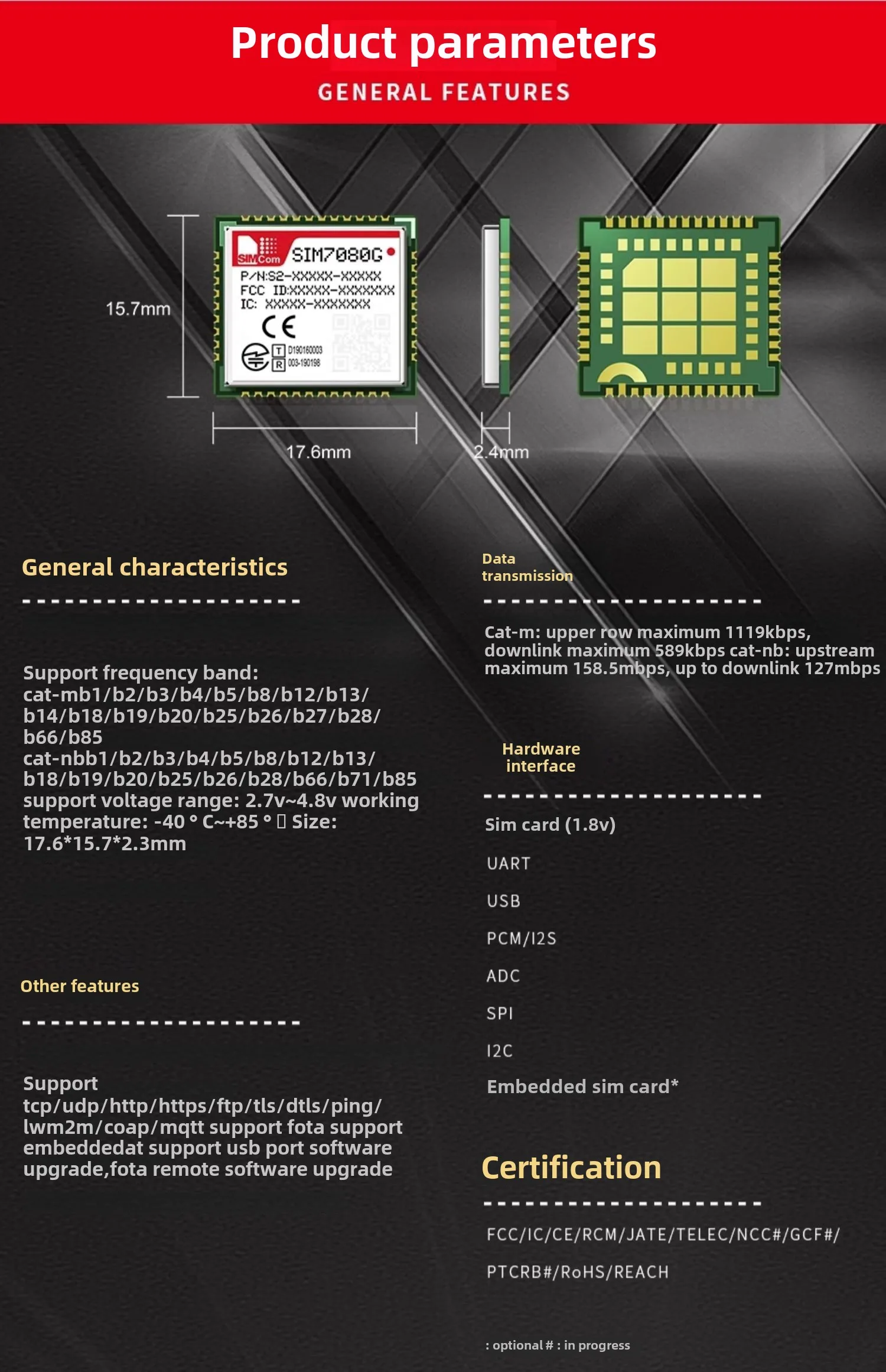 SIMCom New Generation CAT-M1/NB Low Power Module Wireless Communication Module SIM7080G