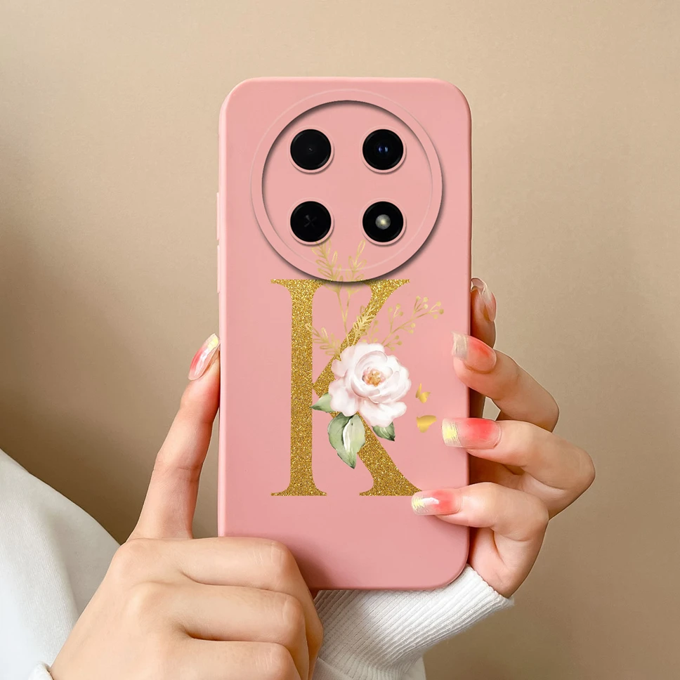 Elegant Floral Letter Design Soft Silicone Protective Phone Case Cover