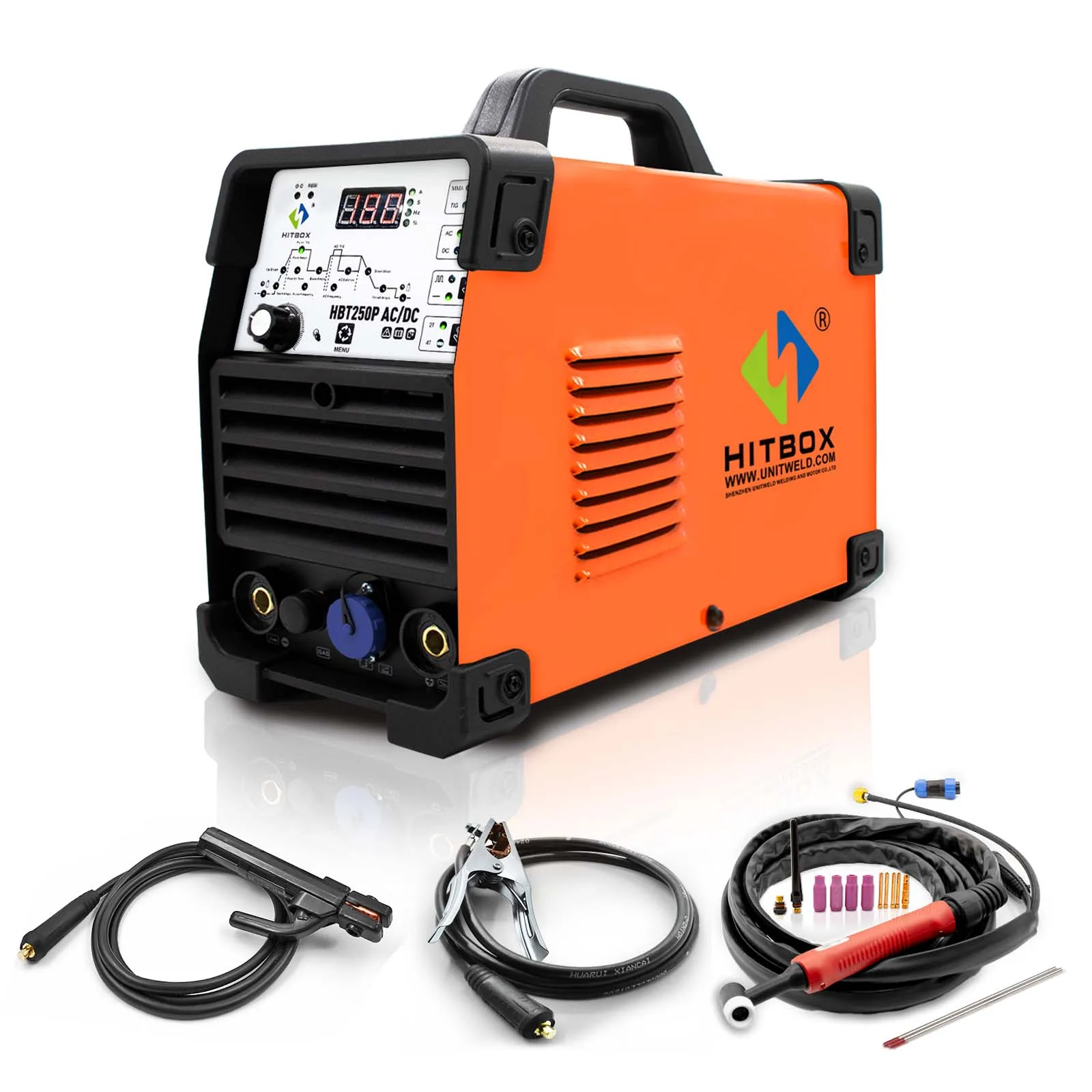 HITBOX AC/DC Aluminium Tig Welding Machine HBT250P HF TIG/MMA ARC Stick Welder with Pulse Argon Welding IGBT Inverter 2T/4T