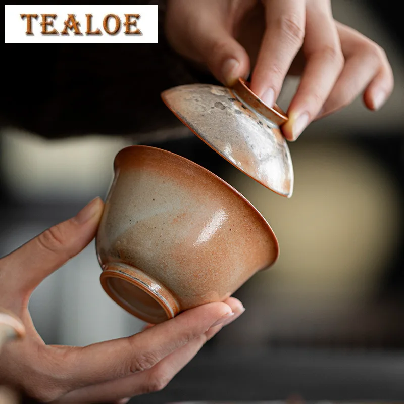 120ml Japanese Zhiye Wood-fired Porcelain Gaiwan Creative Kiln Change Tea Tureen Tea Maker Cover Bowl With Lid Teaset Craft Gift