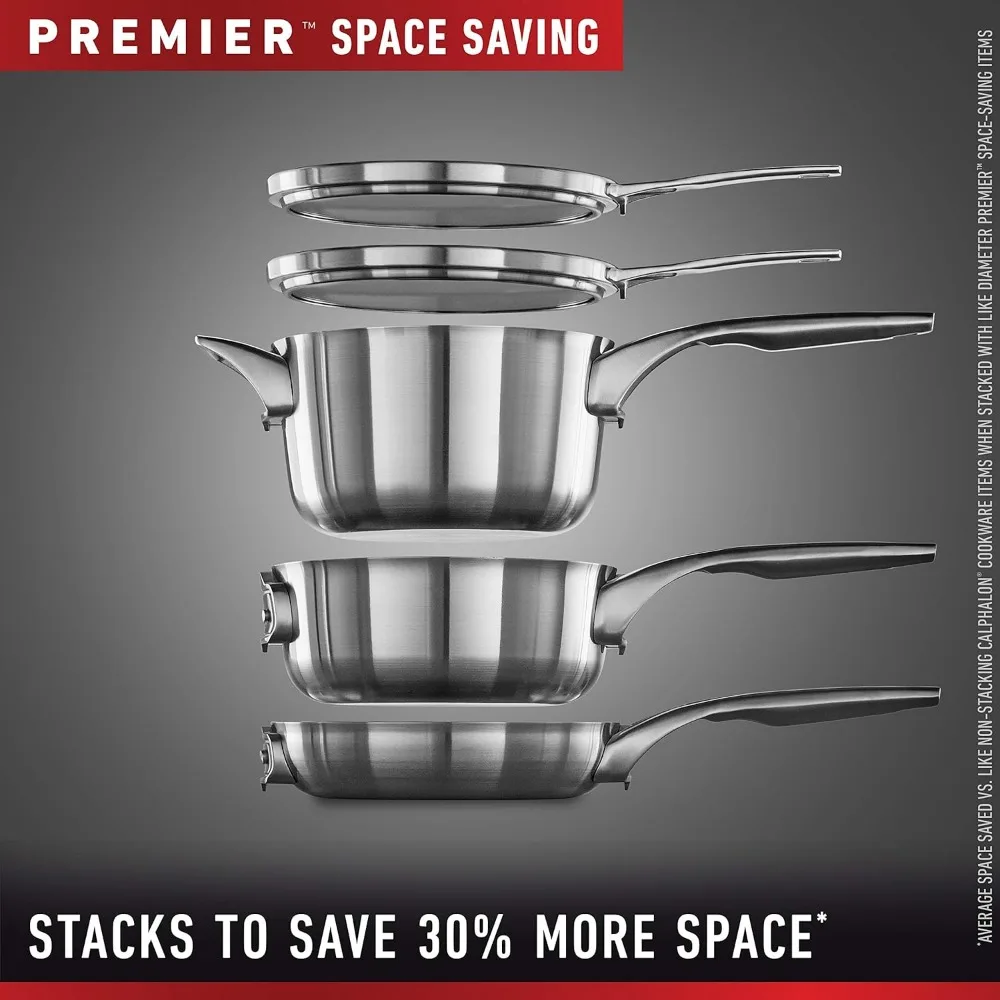 Space-Saving Stainless Steel Pots and Pans, 10-Piece Cookware Set 3