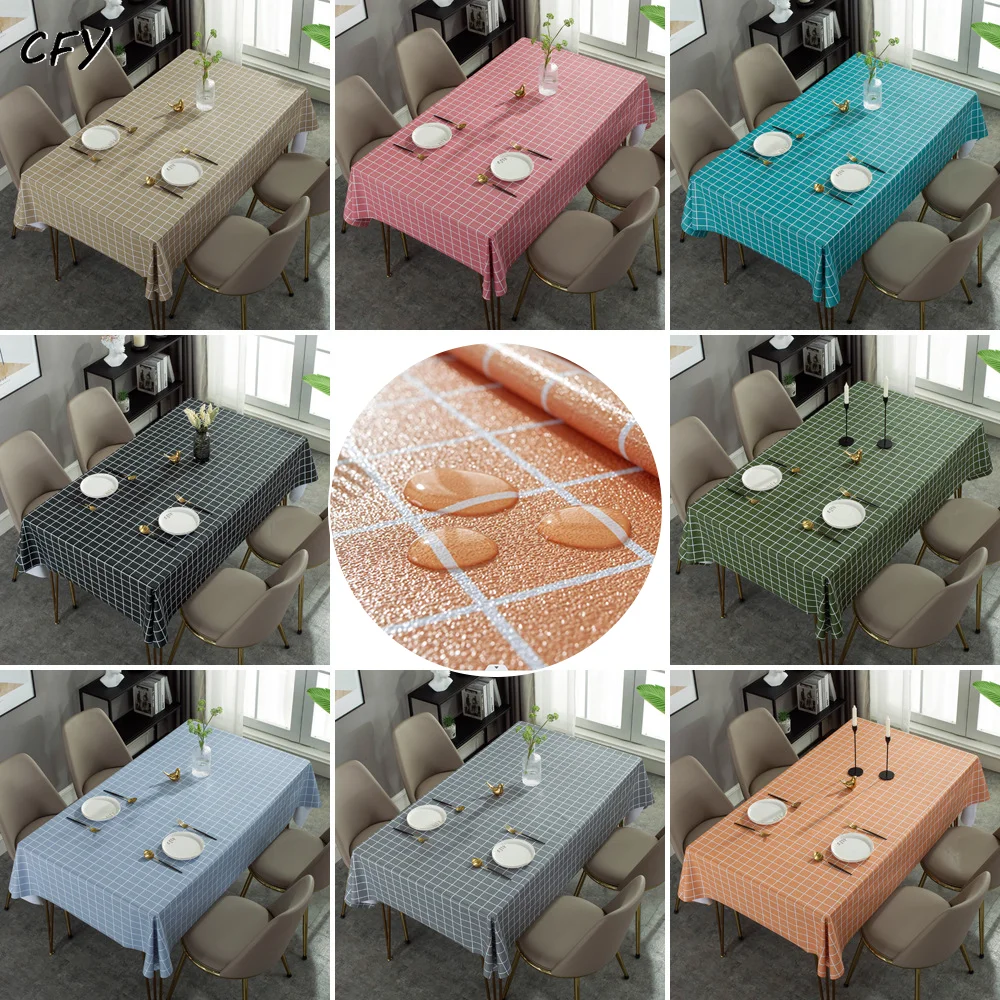 

PVC American Plaid Waterproof and Oil Proof Tablecloth Waterproof Rectangular Tablecloth Dining Table Cover Tea Cloth