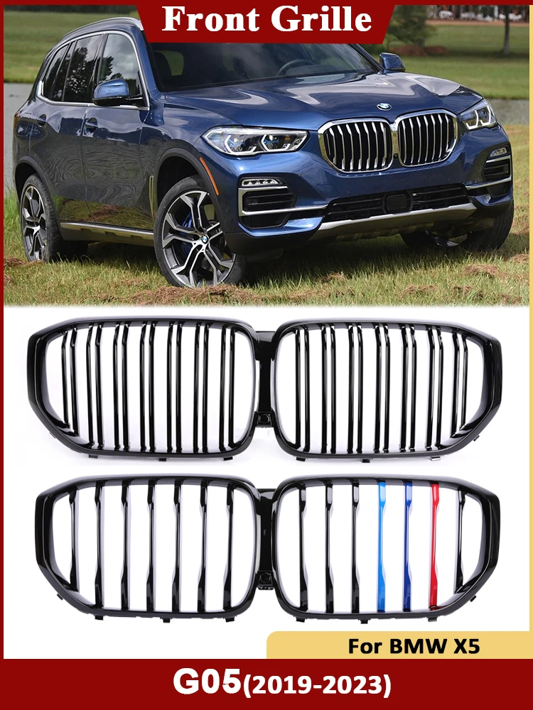 

Front Kidney Bumper Gloss Black Grille M Style Facelift Carbon Grills Cover For BMW X5 Series G05 F95 Accessories X5M 2019-2023